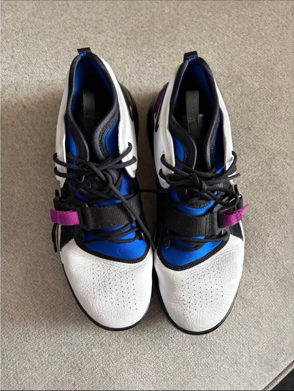 Nike Men’s Athletic Shoes in White, Blue & Purple with Black Accents